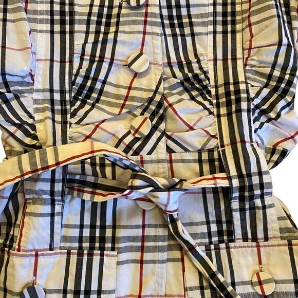 EUC Jane Blue Plaid Belted Shirt - Picture 7 of 10